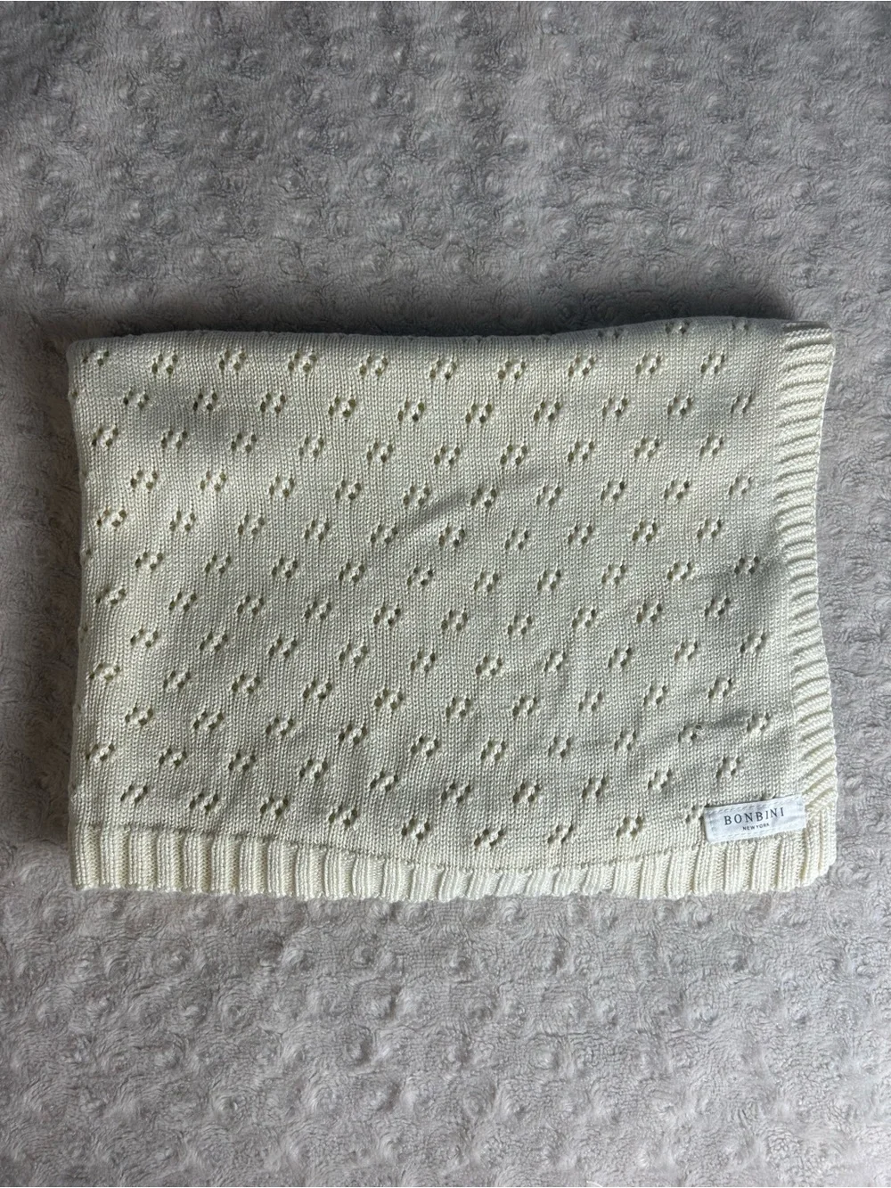 Bonbini New York Light Yellow Baby Blanket Open Knit Rayon Bamboo Cotton Blend